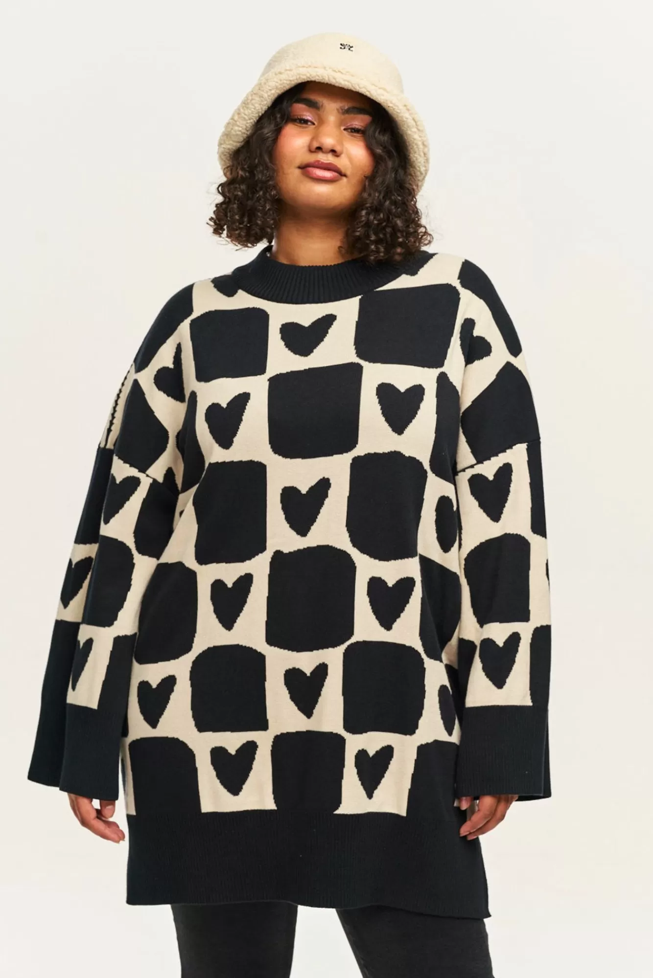 Alba Oversized Jumper: Organic Cotton - Mono Heart-Lucy & Yak Fashion