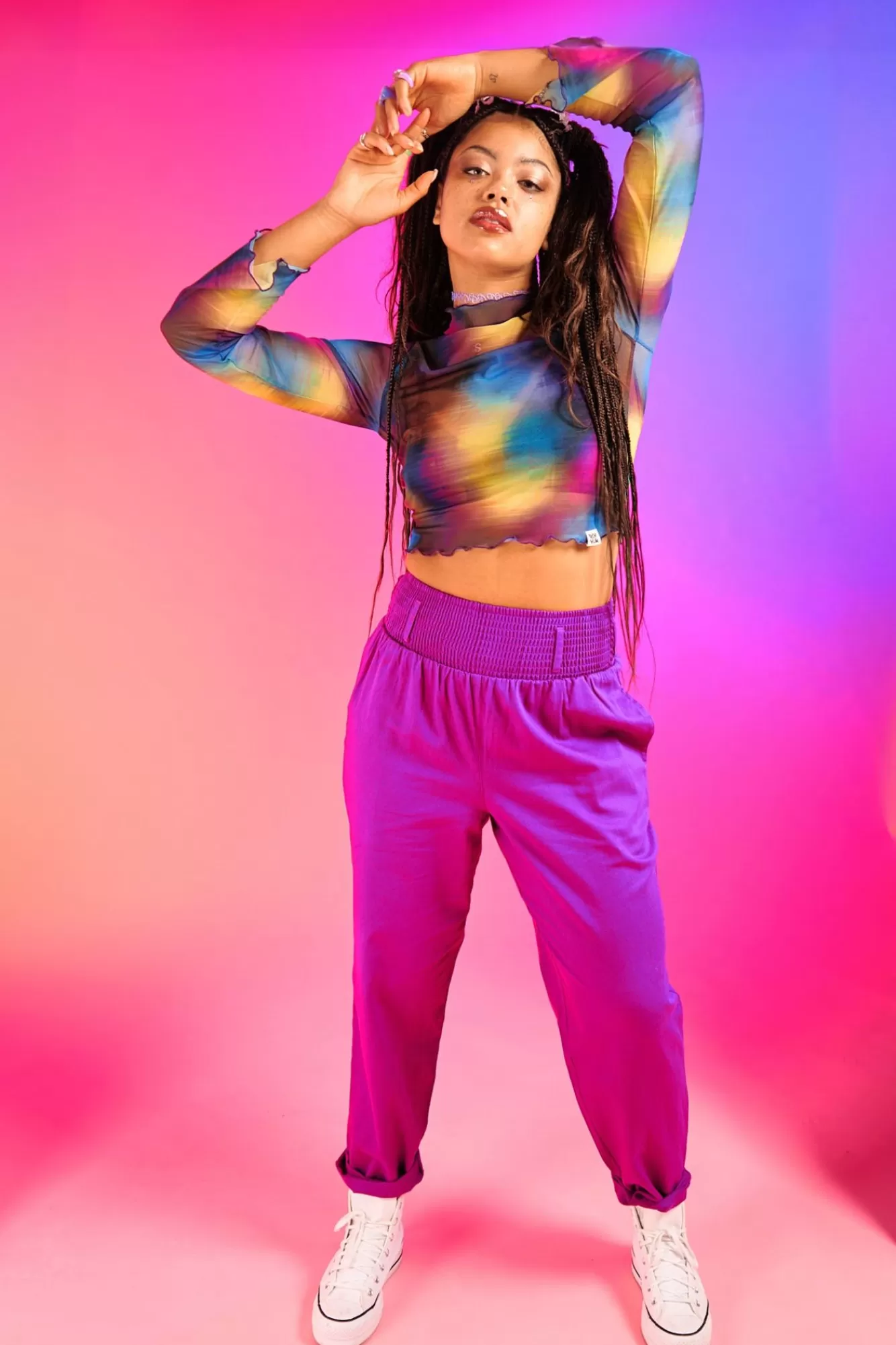 Alexa Trousers: Organic Cotton - Hollyhock Purple-Lucy & Yak Discount