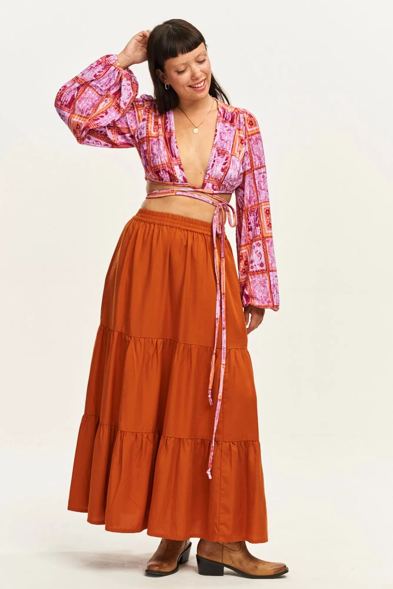 Brie Maxi Skirt: Tencel™ Lyocell - Autumn Maple-Lucy & Yak Hot