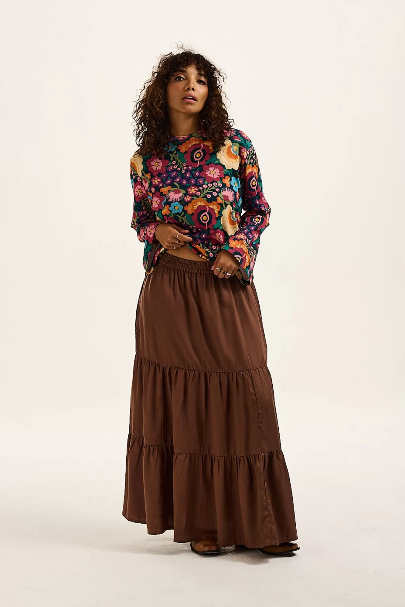 Brie Maxi Skirt: Tencel™ Lyocell - Oak Brown-Lucy & Yak Sale