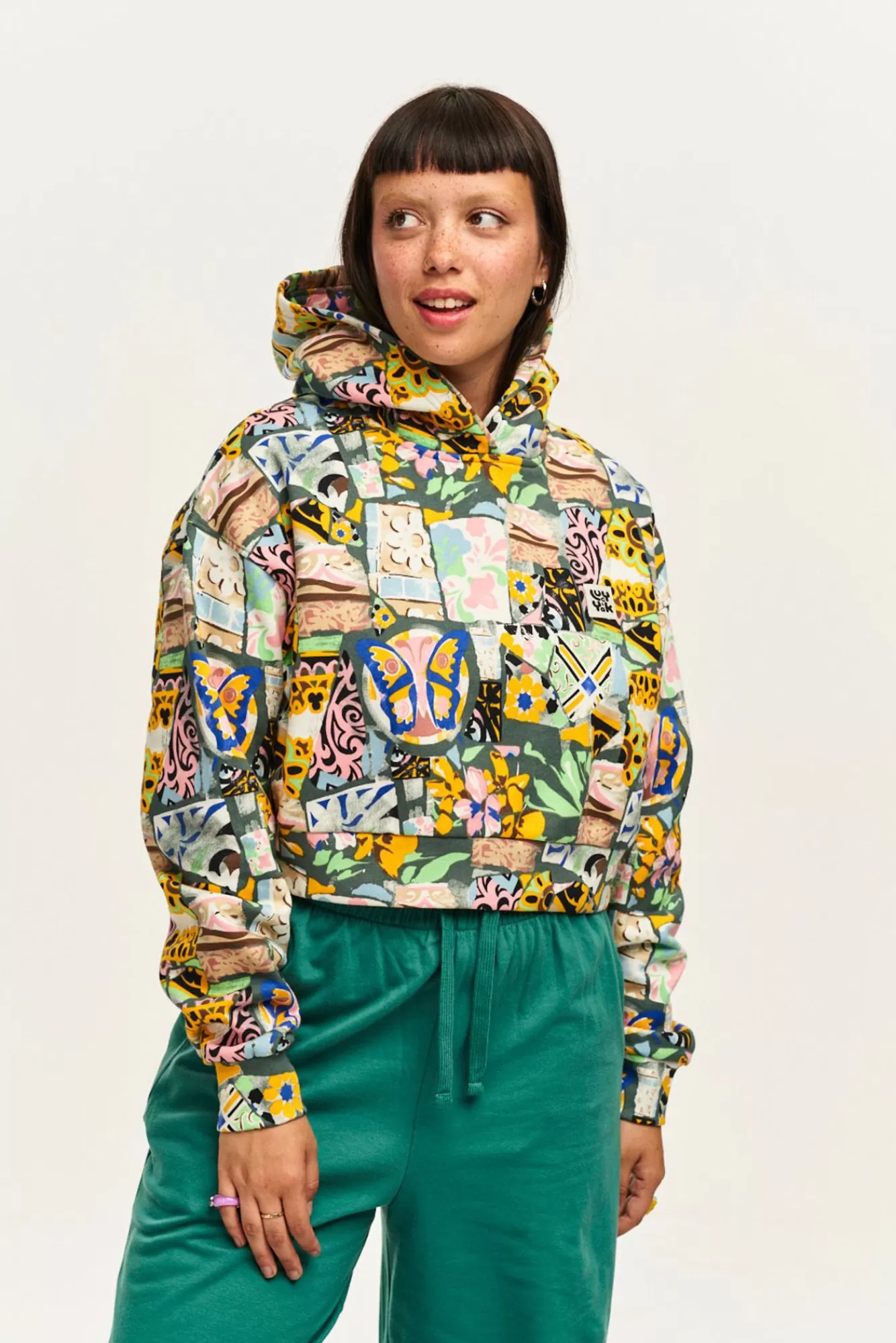 Casey Hoodie: Organic Cotton - Mosaic Print-Lucy & Yak Outlet