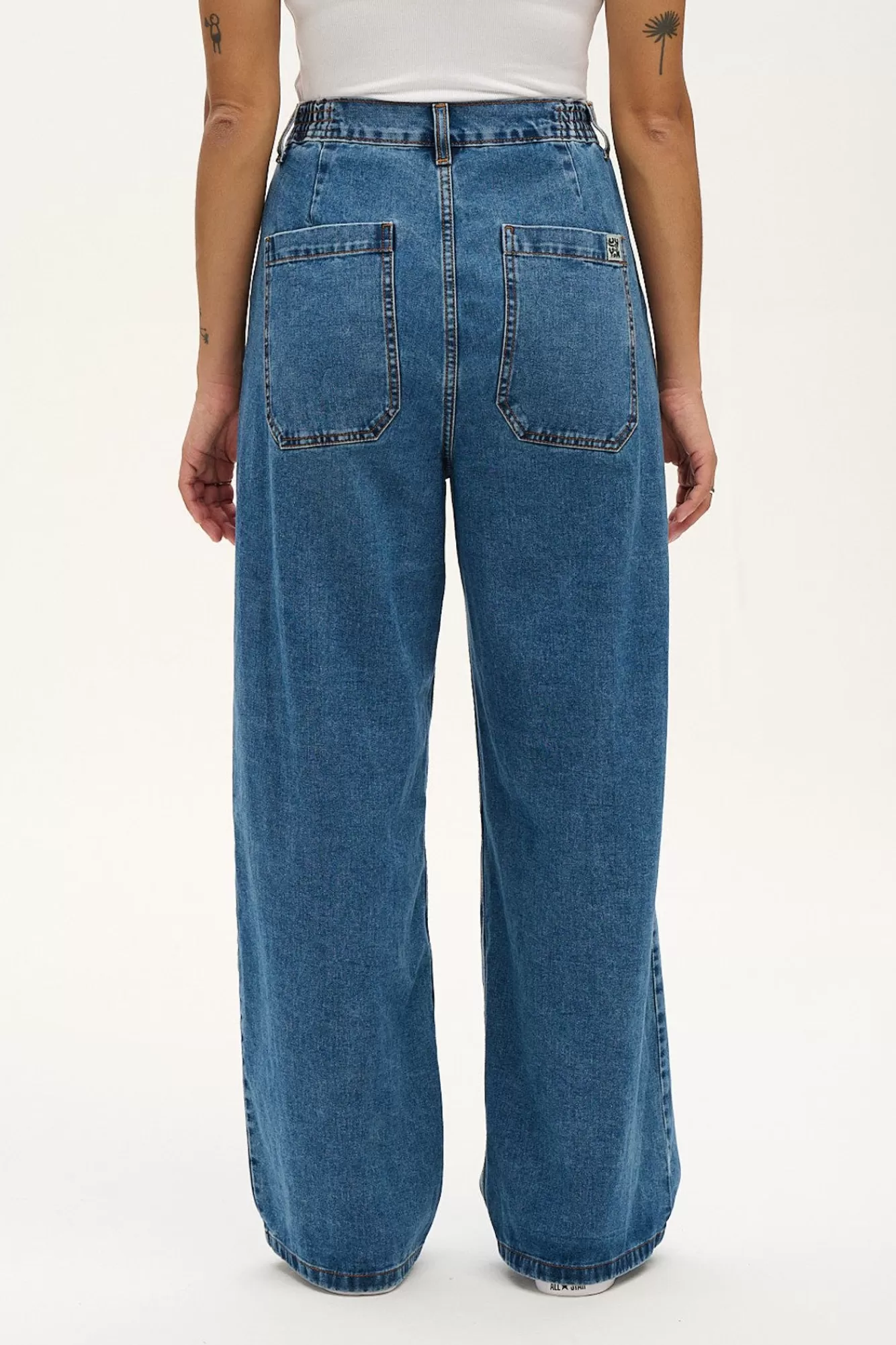 Cole Super Wide Leg Jeans: Organic Denim - Mid Wash Blue-Lucy & Yak Sale