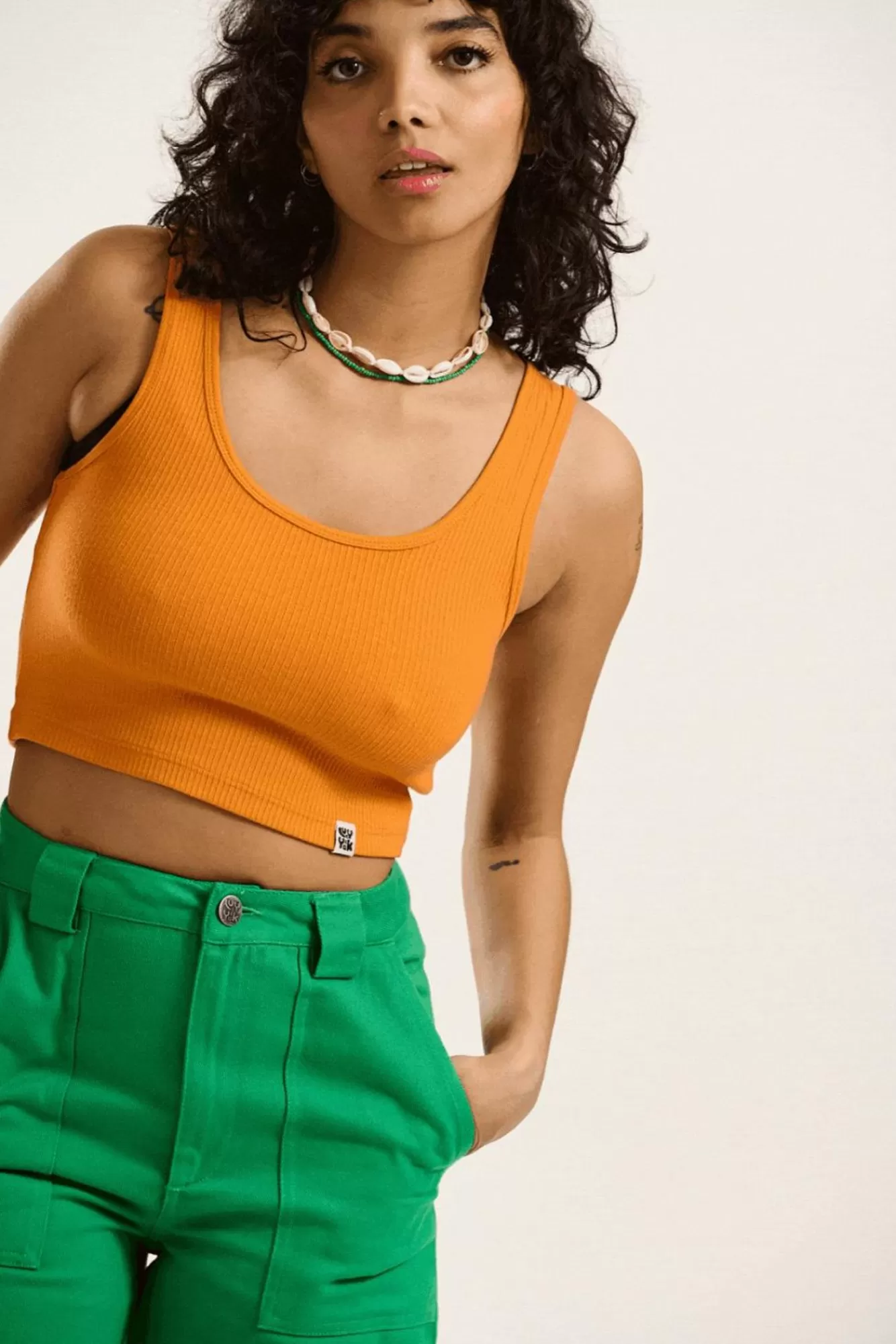 Josy Vest Top: Organic Cotton & Lenzing™ Ecovero™ - Bright Orange-Lucy & Yak Outlet
