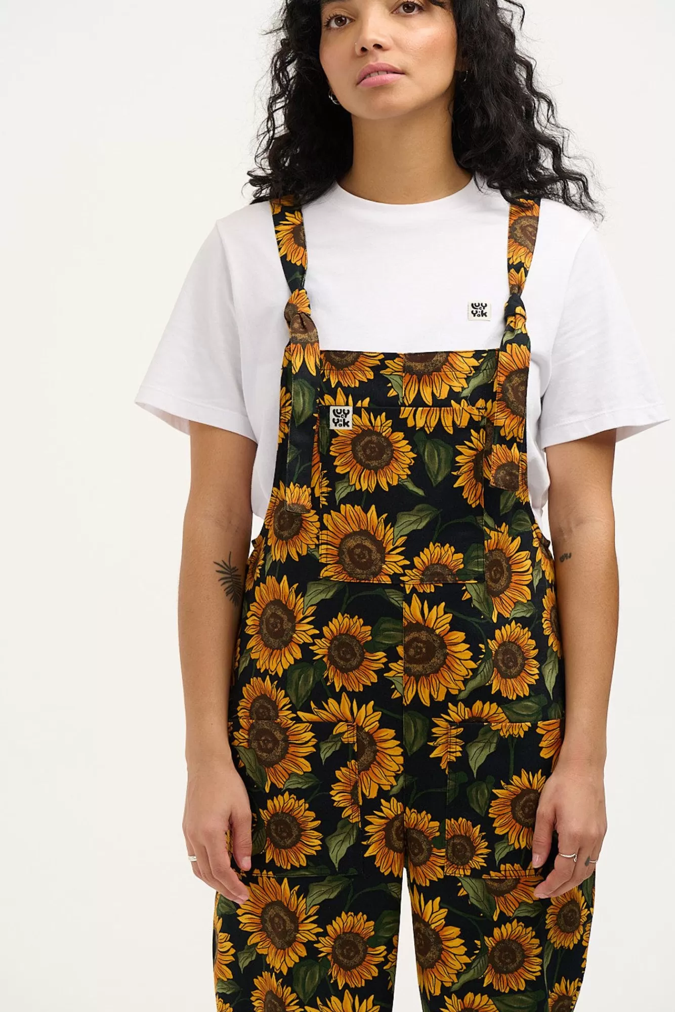 Original Dungaree: Organic Twill - Sunflower Print-Lucy & Yak Fashion
