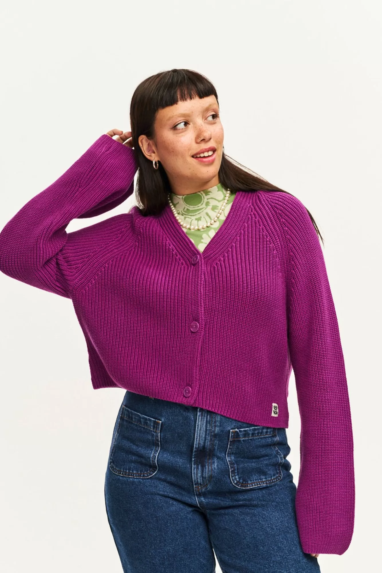 Robyn Cardigan: Organic Cotton - Hollyhock Purple-Lucy & Yak Store