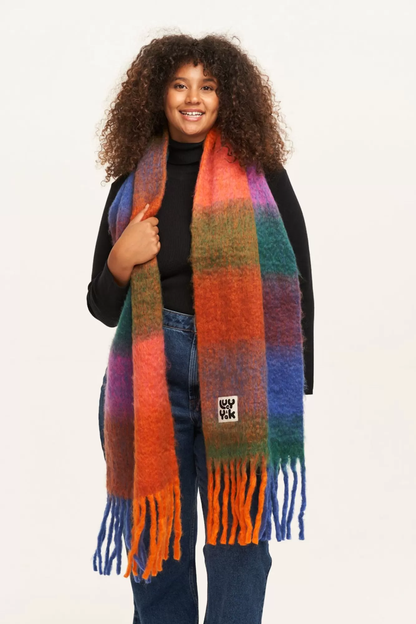 Rowan Scarf: Recycled Polyester - Multi Check-Lucy & Yak Best