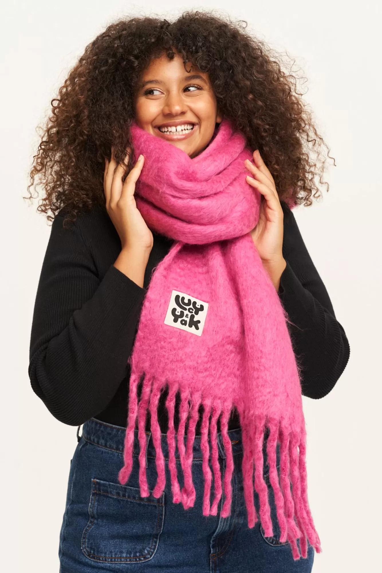 Rowan Scarf: Recycled Polyester - Power Pink-Lucy & Yak Hot