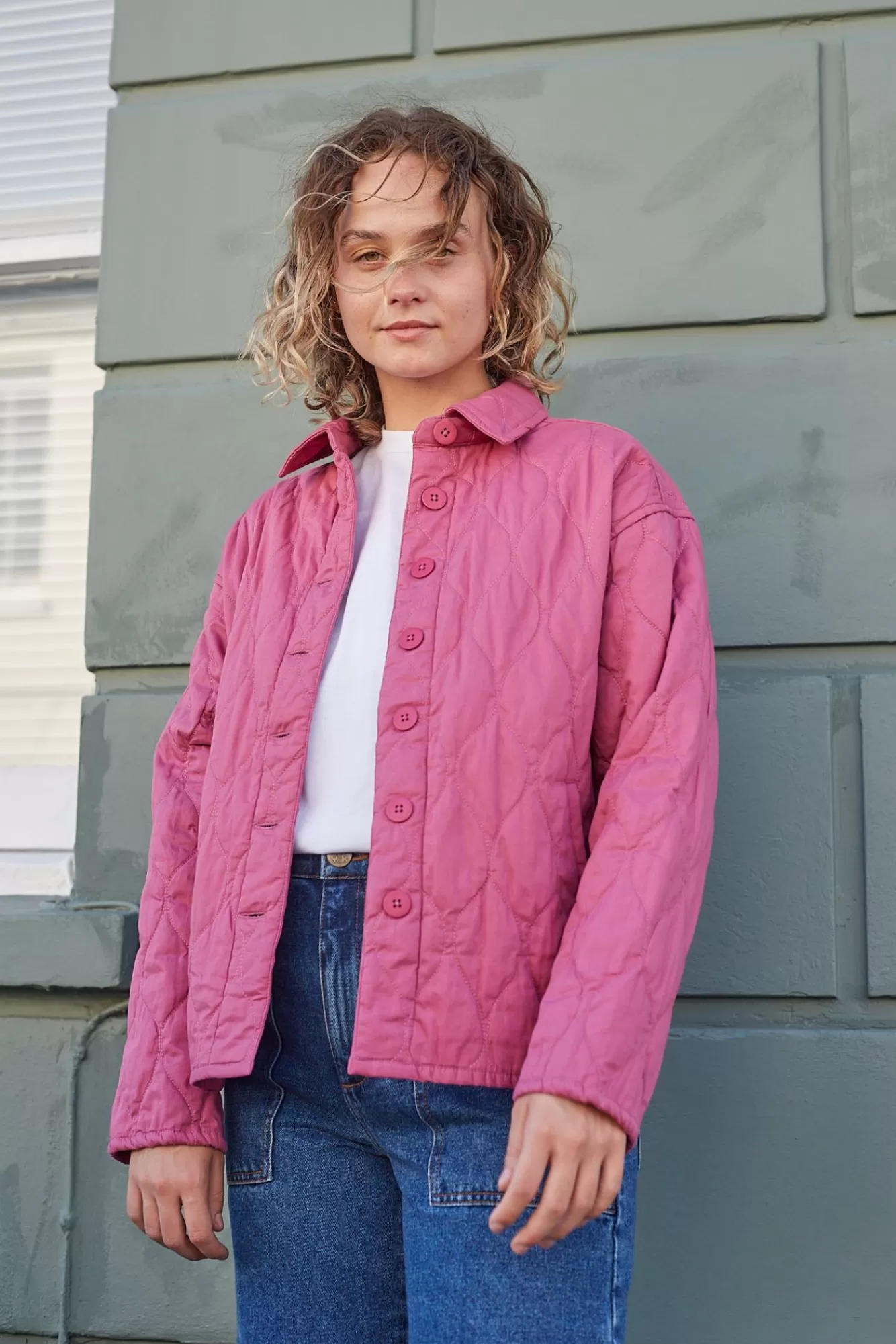 Sylvie Jacket: Deadstock Fabric - Berry Pink-Lucy & Yak Online