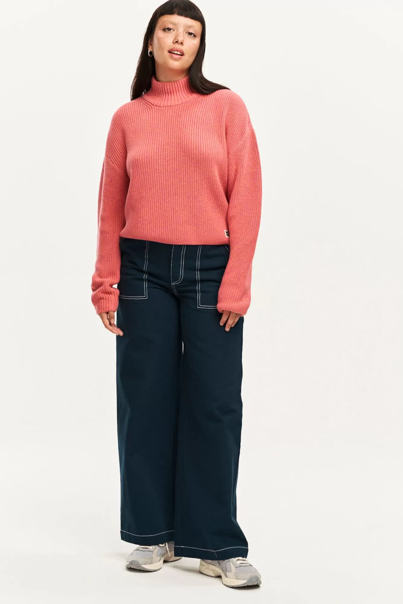 Toni Roll Neck Jumper: Organic Cotton - Twisted Raspberry-Lucy & Yak Fashion